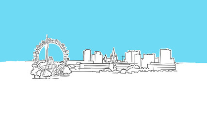 Obraz premium Vienna Austria Skyline Panorama Vector Sketch
