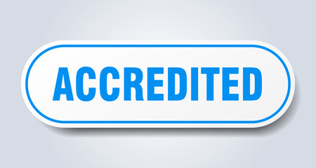 accredited sign. accredited rounded blue sticker. accredited