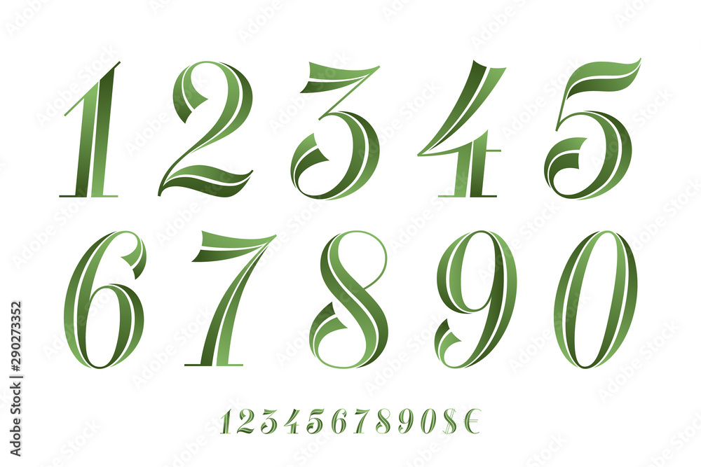 Wall mural Numbers Font. Classical geometric design of numbers