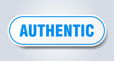 authentic sign. authentic rounded blue sticker. authentic