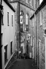 An alley at the Saxon heart of the hilltop town of Shaftesbury