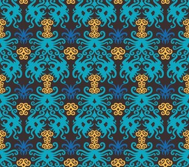 seamless pattern of borneo batik style. traditional Indonesian fabric motif. vector design inspiration. Creative textile background for fashion or cloth. culture motif of dayak