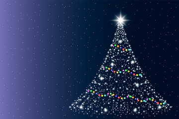 Christmas background with Christmas tree, vector illustration.