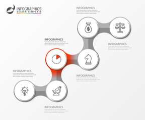 Infographic design template. Timeline concept with 6 steps