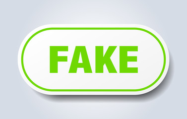 fake sign. fake rounded green sticker. fake