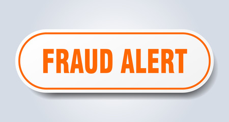fraud alert sign. fraud alert rounded orange sticker. fraud alert