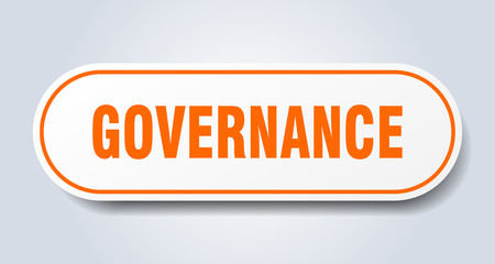 governance sign. governance rounded orange sticker. governance