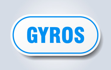 gyros sign. gyros rounded blue sticker. gyros