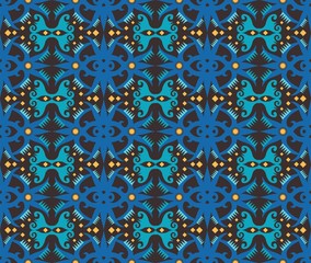 seamless pattern of borneo batik style. traditional Indonesian fabric motif. vector design inspiration. Creative textile background for fashion or cloth. culture motif of dayak
