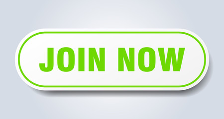 join now sign. join now rounded green sticker. join now