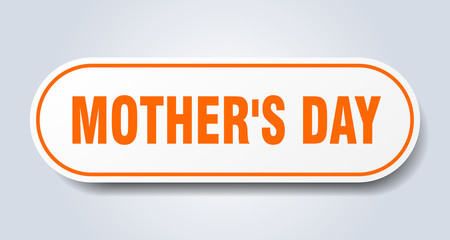 mother's day sign. mother's day rounded orange sticker. mother's day