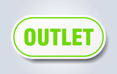 outlet sign. outlet rounded green sticker. outlet