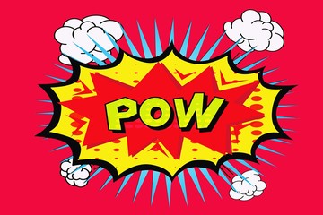 comic pow vintage style on pink background - illustration  design 