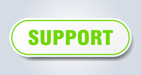 support sign. support rounded green sticker. support