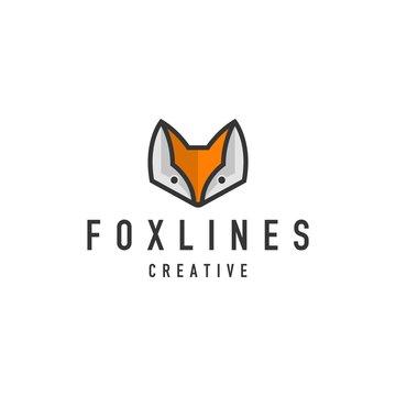 fox head sign logo icon - light vector background design