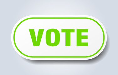vote sign. vote rounded green sticker. vote