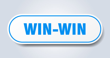 win-win sign. win-win rounded blue sticker. win-win