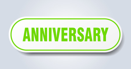 anniversary sign. anniversary rounded green sticker. anniversary