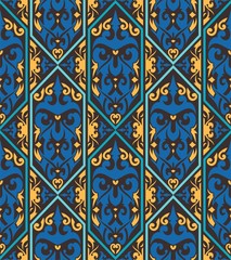 traditional seamless pattern of batik motif. Stylish fabric vector design. Creative textile background for fashion or cloth. Borneo style