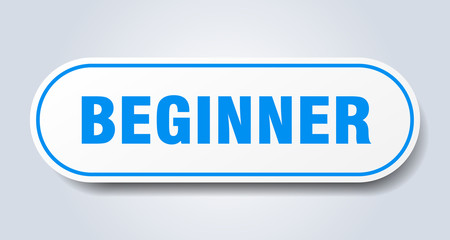 beginner sign. beginner rounded blue sticker. beginner