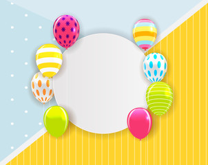 Glossy Happy Birthday Balloons Background Vector Illustration