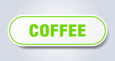 coffee sign. coffee rounded green sticker. coffee
