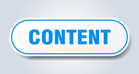 content sign. content rounded blue sticker. content