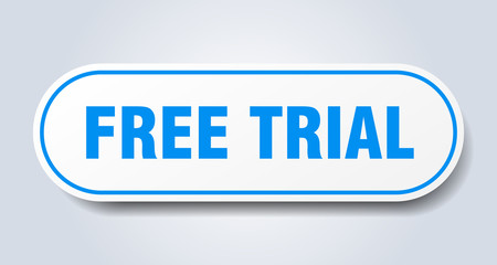 free trial sign. free trial rounded blue sticker. free trial