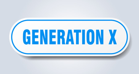 generation x sign. generation x rounded blue sticker. generation x