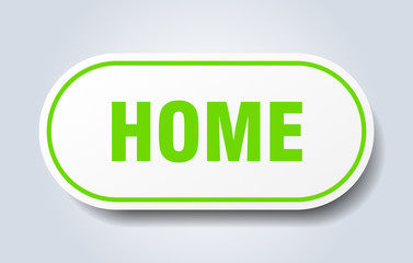 home sign. home rounded green sticker. home