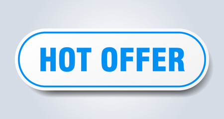 hot offer sign. hot offer rounded blue sticker. hot offer