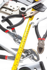Close up tools on white background. isolated