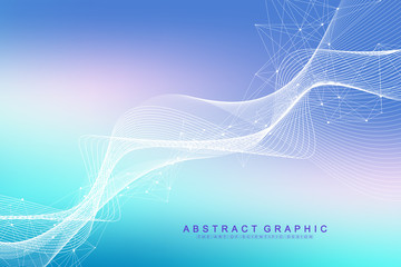 Colorful molecules background. DNA helix, DNA strand, DNA Test. Molecule or atom, neurons. Abstract structure for science or medical background, banner. Scientific molecular vector illustration