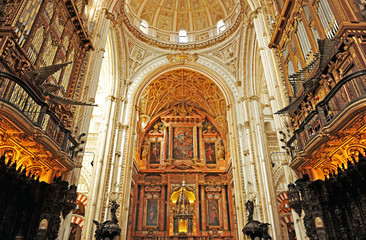 Obraz premium High altar and renaissance vaults of the famous Cathedral - Mosque of Cordoba World Heritage Site by Unesco, one of the most visited monuments of Andalusia and Spain