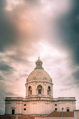 Fototapeta na wymiar The National Pantheon in Lisbon, Portugal against dramatic sky. A 17th century church and mausoleum for national celebrities.