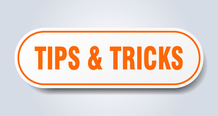 tips & tricks sign. tips & tricks rounded orange sticker. tips & tricks