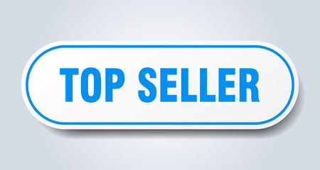 top seller sign. top seller rounded blue sticker. top seller