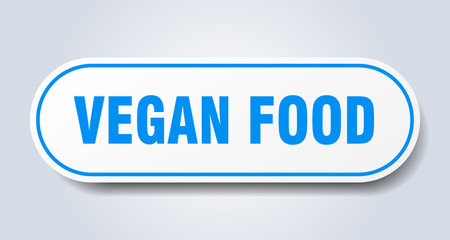 vegan food sign. vegan food rounded blue sticker. vegan food