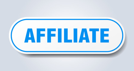 affiliate sign. affiliate rounded blue sticker. affiliate