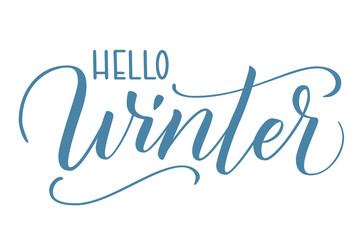 Handwritten modern brush calligraphy Hello Winter on white background. Vector illustration. © Nataly-Nete