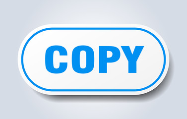 copy sign. copy rounded blue sticker. copy
