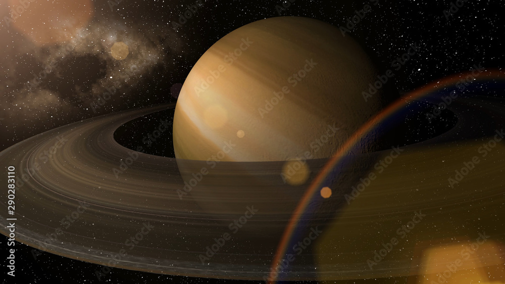 Canvas Prints giant gas planet saturn and rings cg animation. realistic 3d rendering of beautiful planet saturn wi