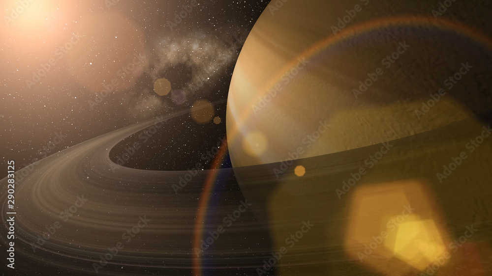 Canvas Prints giant gas planet saturn and rings cg animation. realistic 3d rendering of beautiful planet saturn wi