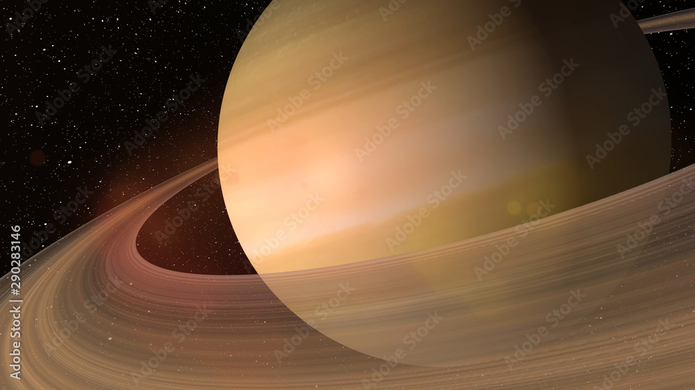 Canvas Prints giant gas planet saturn and rings cg animation. realistic 3d rendering of beautiful planet saturn wi