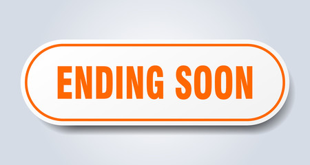 ending soon sign. ending soon rounded orange sticker. ending soon