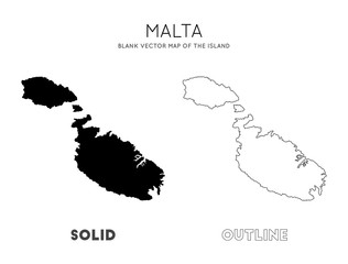 Malta map. Blank vector map of the Island. Borders of Malta for your infographic. Vector illustration. - obrazy, fototapety, plakaty