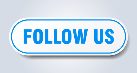 follow us sign. follow us rounded blue sticker. follow us