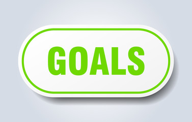goals sign. goals rounded green sticker. goals