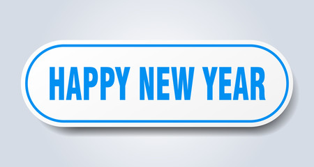 happy new year sign. happy new year rounded blue sticker. happy new year