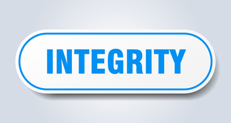 integrity sign. integrity rounded blue sticker. integrity